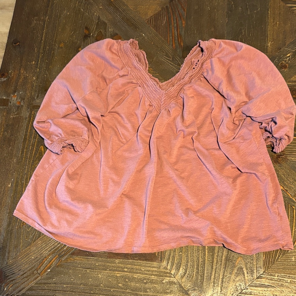 Maurices Dusty Rose Deep V Blouse